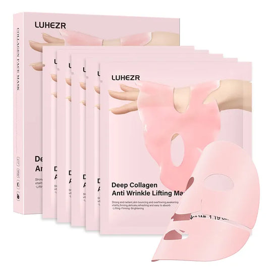 5 SHEETS/BOX Deep Collagen Anti Wrinkle Lifting Mask Pink To Transparent Collagen Mask Skincare Facial Masks For Women Skin Care Brightening Tone Correction % Radiance
