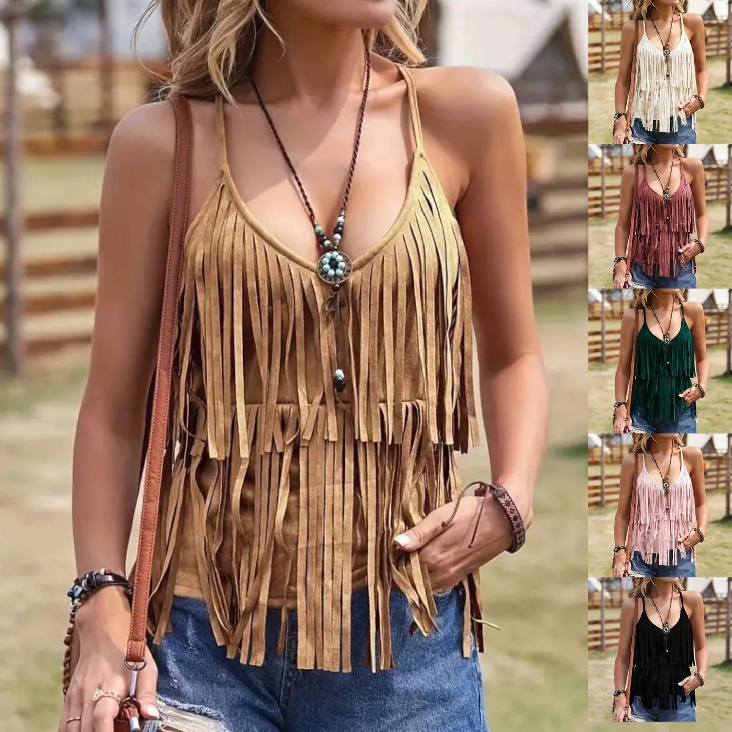 Women's Spaghetti-Strap Sassy Western-Style Tank Top