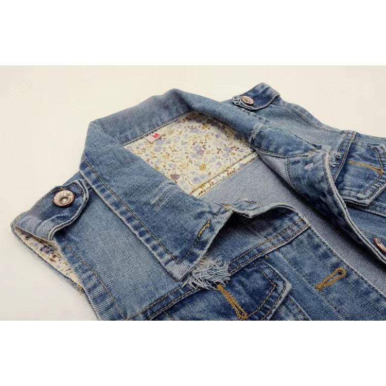 Women's Washed Denim Nostalgic Plus-Size Ripped Vest