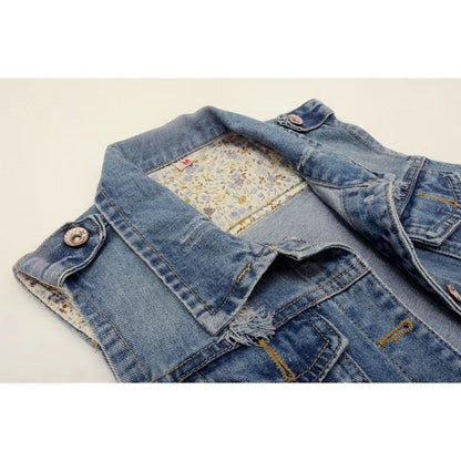 Women's Washed Denim Nostalgic Plus-Size Ripped Vest
