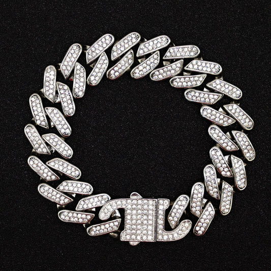 European And American Hip-hop Full Diamond Cuban Chain Titanium Steel Necklace