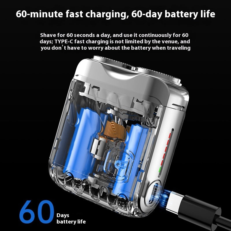 Portable Rotary Dual Ring Electric Shaver Men Travel Mini Shaver Double Floating Magnetic Blade Head Rechargeable Pocket Razors