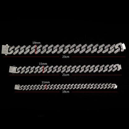 European And American Hip-hop Full Diamond Cuban Chain Titanium Steel Necklace