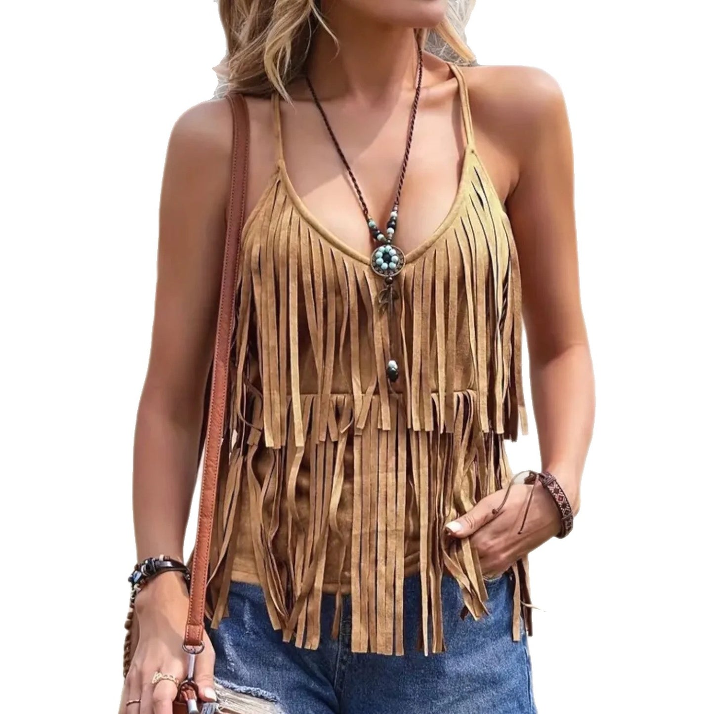 Women's Spaghetti-Strap Sassy Western-Style Tank Top
